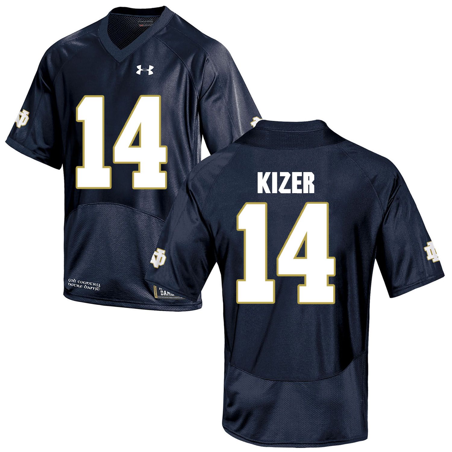 Men Norte Dame Fighting Irish 14 Kizer Navy Blue Customized NCAA Jerseys